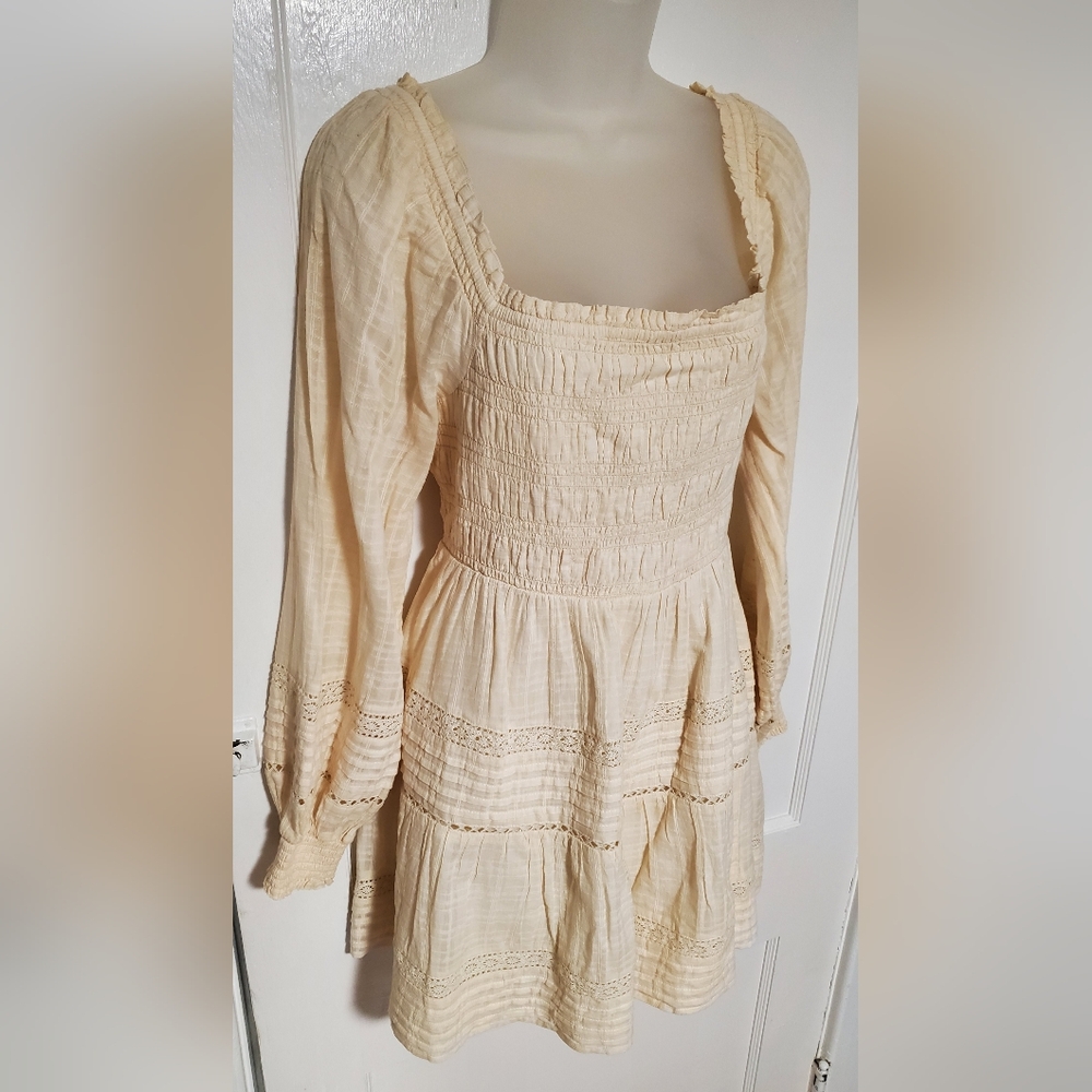 AE boho cream colored mini dress, sz M - Picture 2 of 9